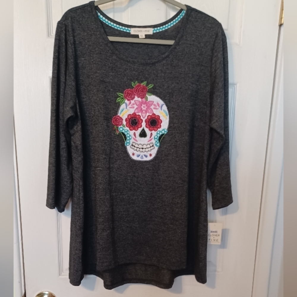 Clover + Pine Sugar Skull Tunic